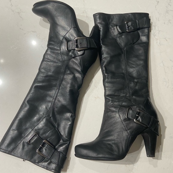 Bronx tall black leather boots - Size 8 - Picture 1 of 14
